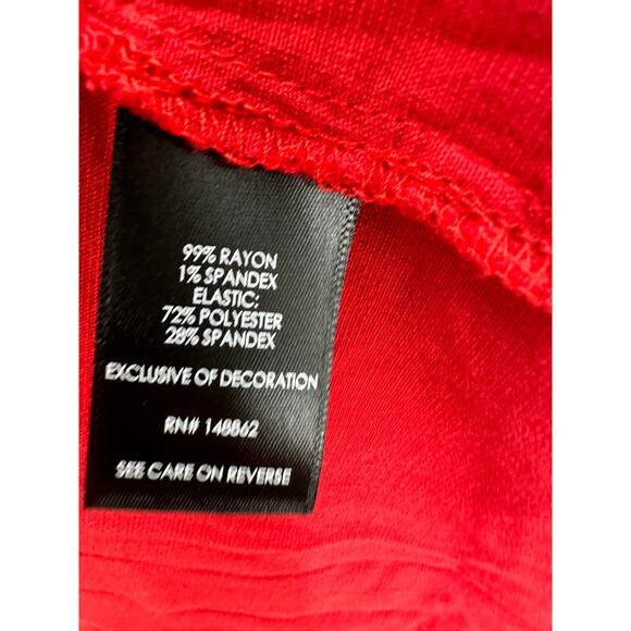 Torrid Red Babydoll Rayon Slub With Lace Inset Smocked Tiered Top Women 4X - Picture 8 of 9